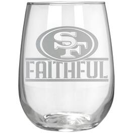 Great American Products - San Francisco 49ers Etched 17oz. Rally Cry Stemless Wine Glass - Multicolor