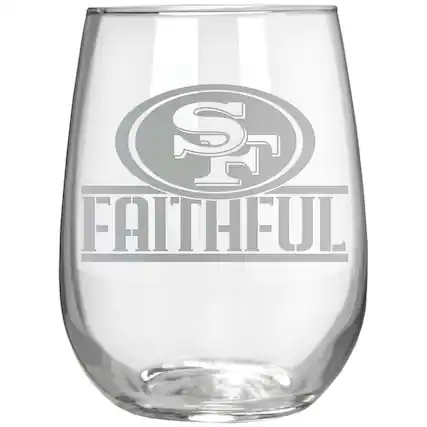 Front. Great American Products - San Francisco 49ers Etched 17oz. Rally Cry Stemless Wine Glass - Multicolor.