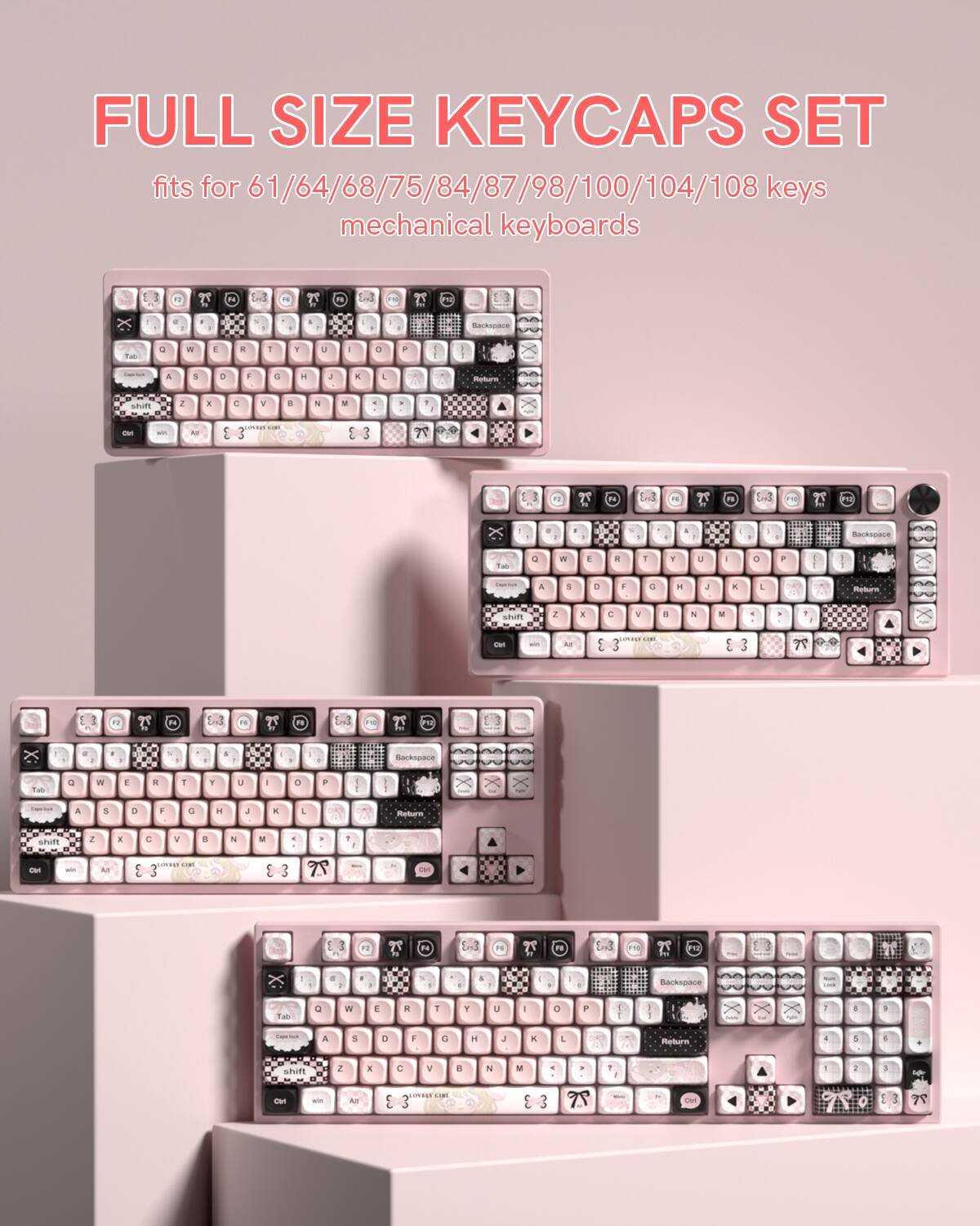 FULL SIZE KEYCAPS SET fits for 61/64/68/75/84/87/98/100/104/108 keys mechanical keyboards