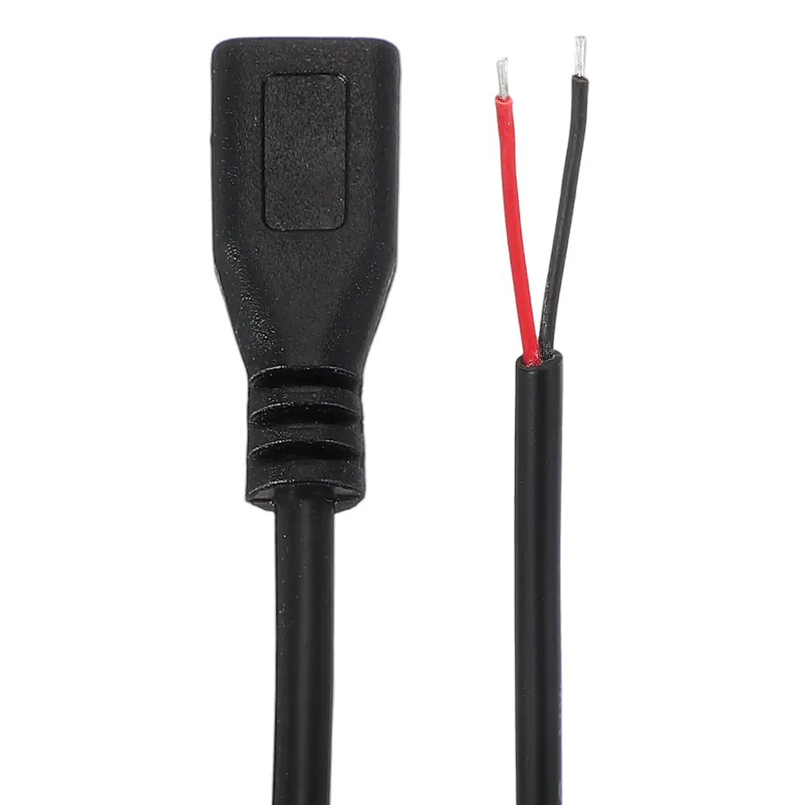 Unique Bargains Micro USB Female to 2 Pin Bare Wire Pigtail, 22AWG 12V ...