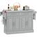 Front. Homcom - Rolling Kitchen Island Cart, Portable Table with Stainless Steel Top, Adjustable Shelves, Knife and Towel Rack - Grey.