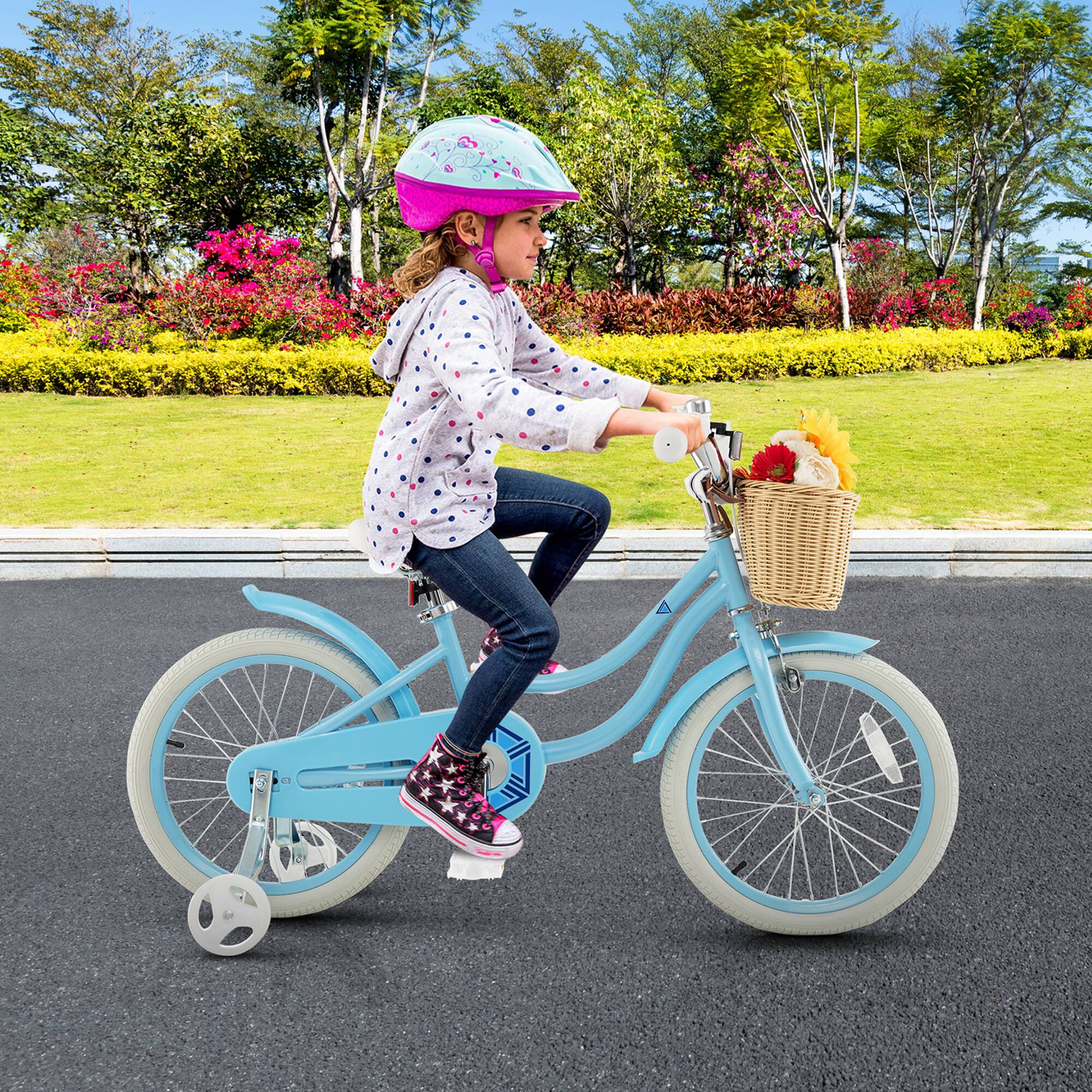 Alt View 3. Gymax - Gymax 18'' Retro Style Kids Bike Bicycle w/ Height Adjustable Handlebar & Seat Blue - Blue.