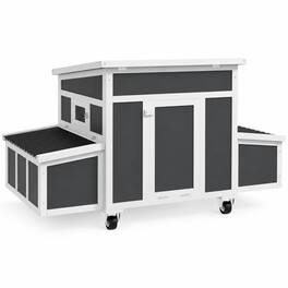 RYHNUYNE - Wooden Chicken Coop, Fir Wood and Plastic Build, 7 sq ft Activity Area, Dark Gray, Weatherproof Roof, Easy Clean Tray