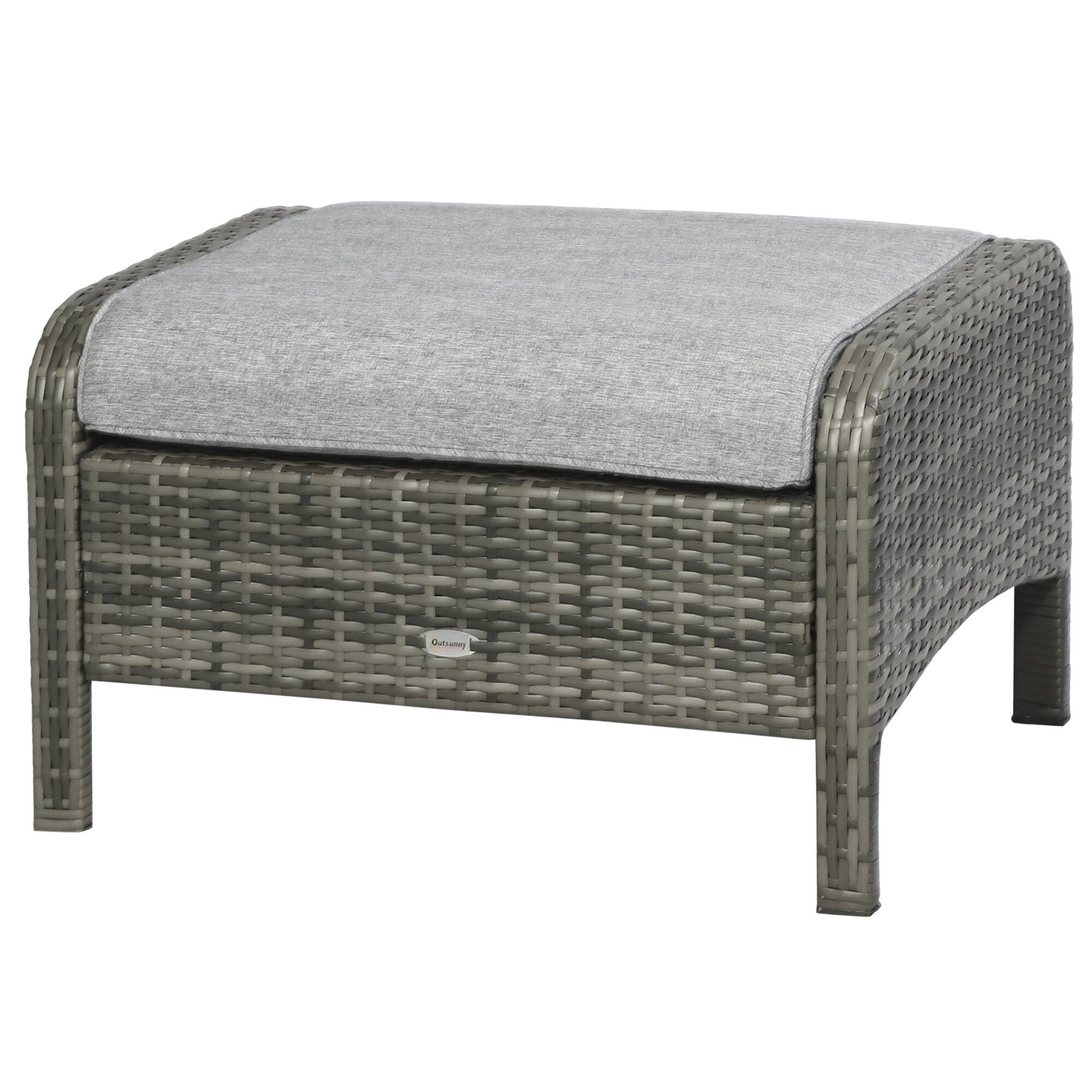 Alt View 7. Outsunny - Pieces Rattan Wicker Lounge Chair Outdoor Patio Conversation Set with 2 Cushioned Chairs - Gray.