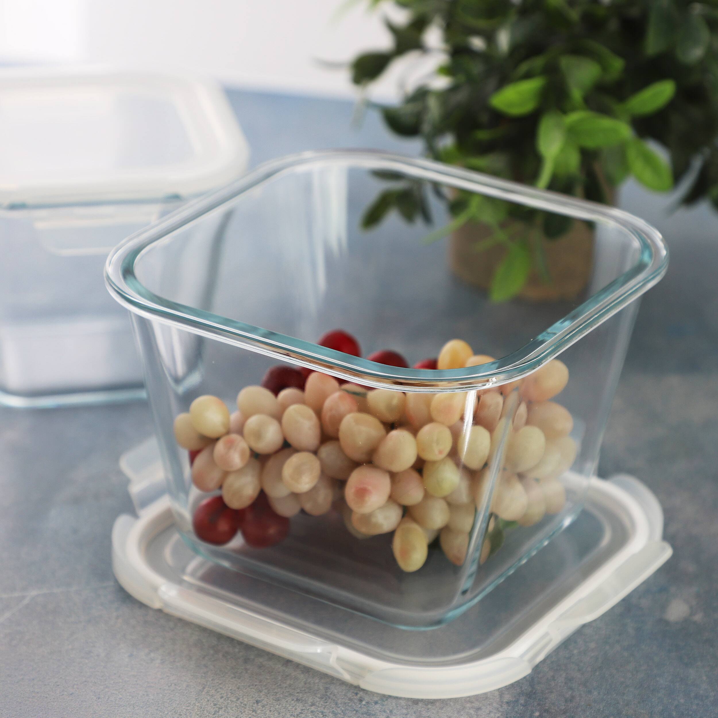 Alt View 2. Gibson - Gibson Home House Specials 4 Piece Borosilicate Glass Square Storage Container Set with Snap Lids - Clear.