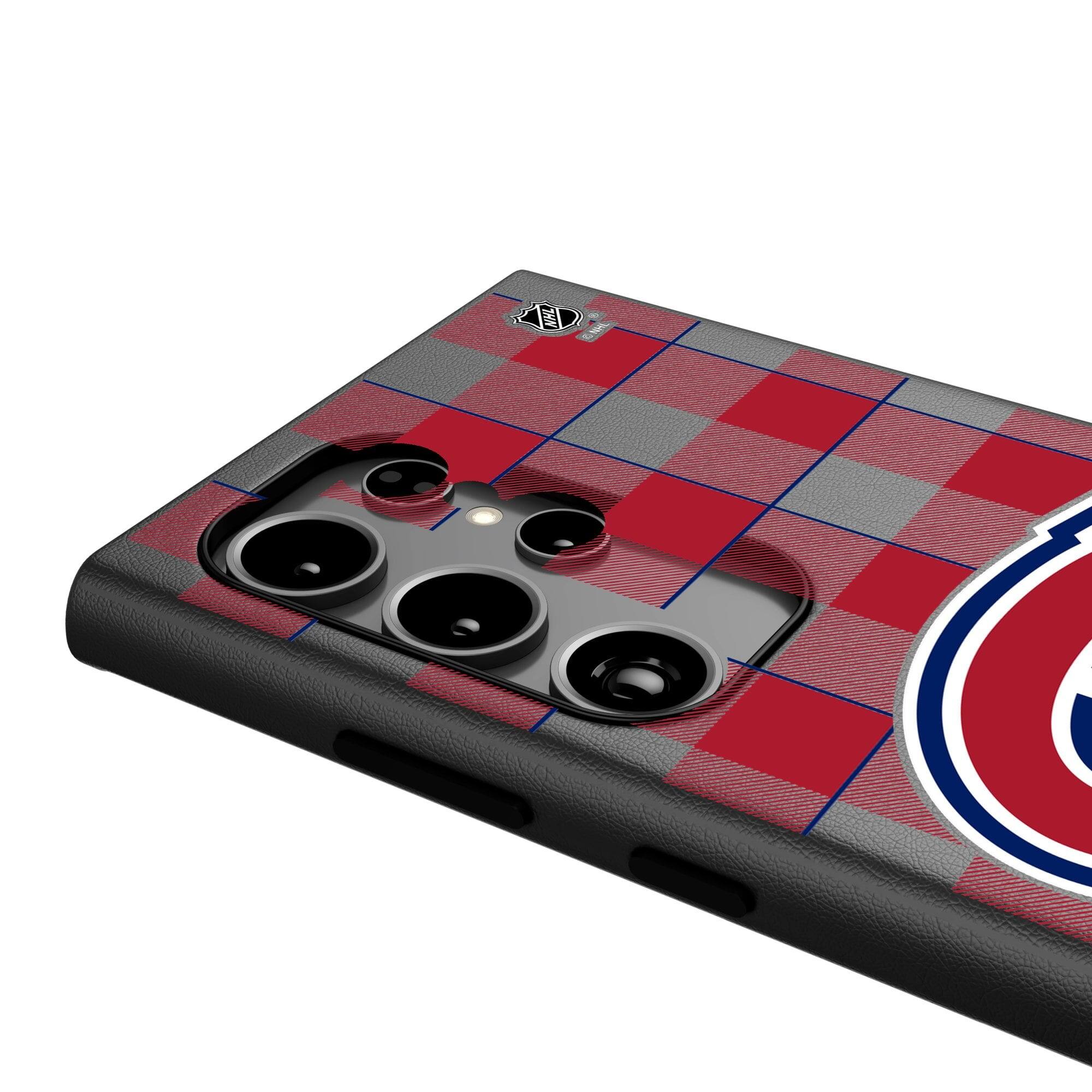 Alt View 3. Keyscaper - Montreal Canadiens Plaid Galaxy Magnetic Bump Case - S24 - Black.