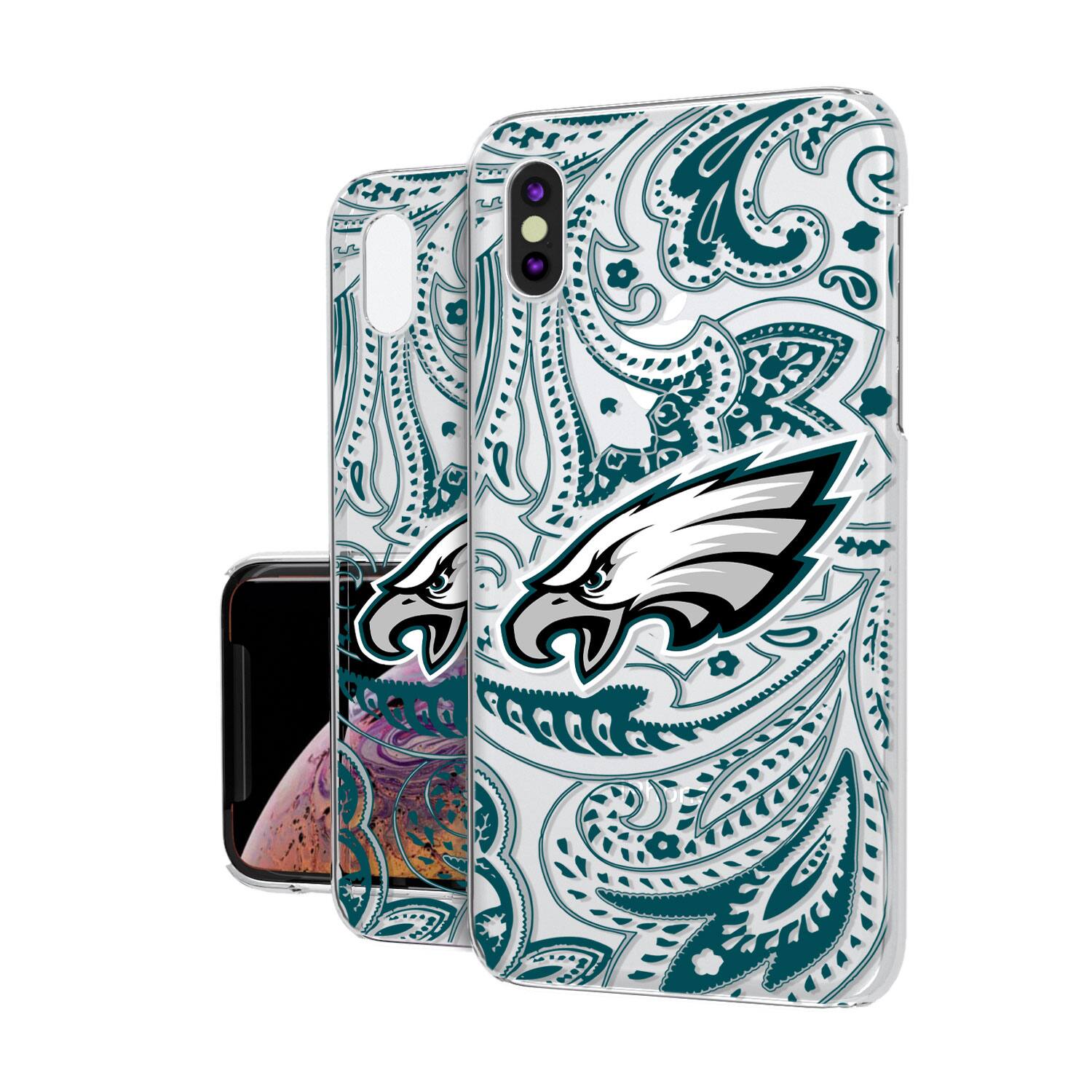 Alt View 1. Keyscaper - Philadelphia Eagles iPhone Clear Paisley Design Case - 15 Pro - Multicolor.