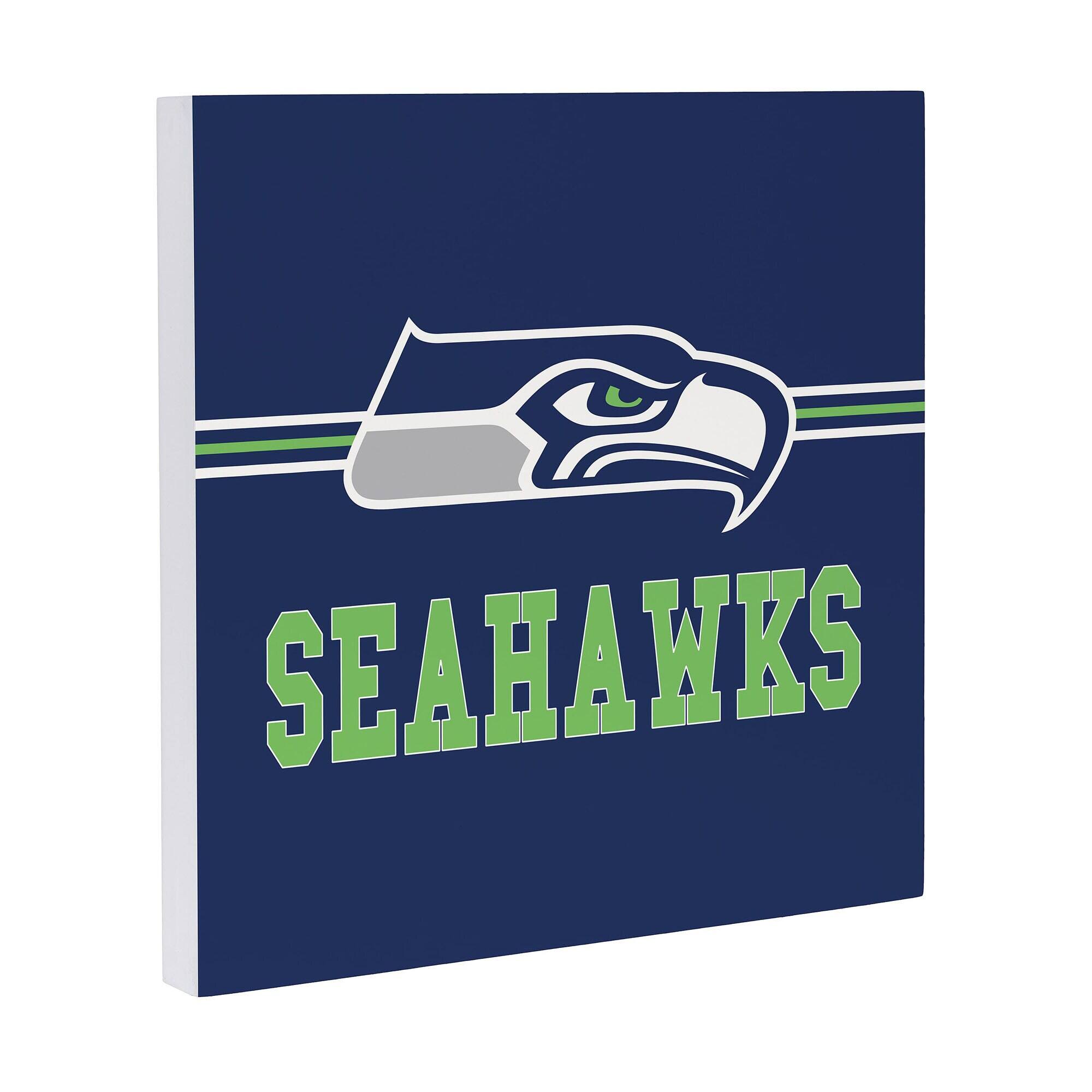 Alt View 1. Evergreen Enterprises - Seattle Seahawks 12" x 12" Wood Wall Sign - Multicolor.