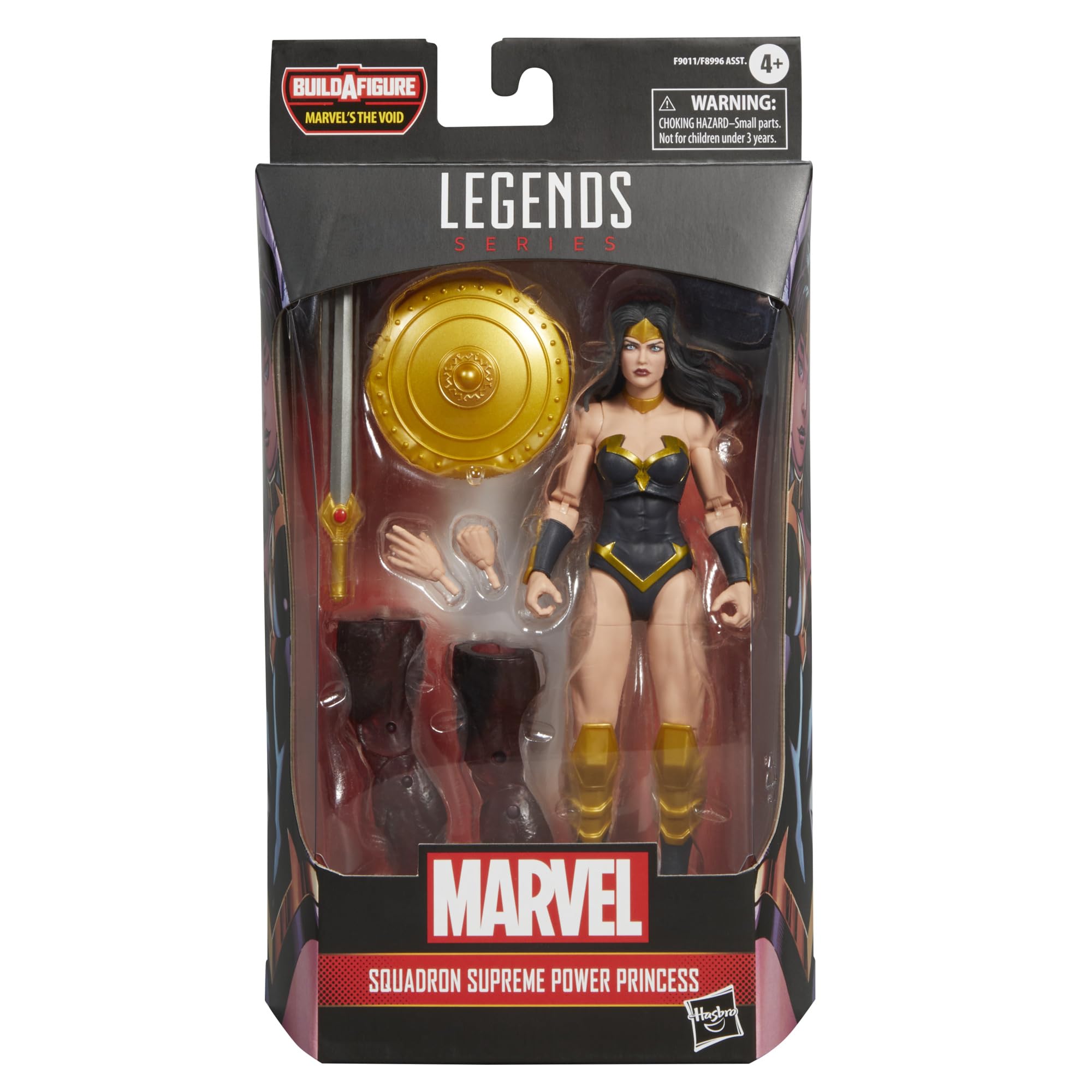 nR011/1099  
Aist 4+  
BUILD A FIGURE  
MARVEL'S THE VOID  
WARNING: CHOKING HAZARD - Small parts. Not for children under 3 years.  
LEGENDS SERIES  
MARVEL SQUADRON SUPREME POWER PRINCESS  
Hasbro