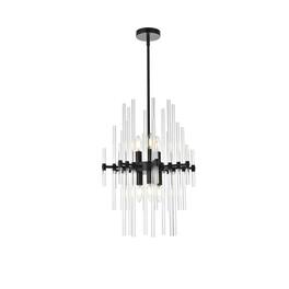 Elegant Lighting - Sienna 17 inch crystal rod pendant in - Black