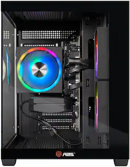 ADVANCED BATTLESTATIONS - ABS Flux II Aqua Gaming PC Windows 11 Intel Core i5-14400F GeForce RTX 5060 Ti 8GB - DLSS 4 - 16GB DDR4 3200 1TB M.2 SSD - Black