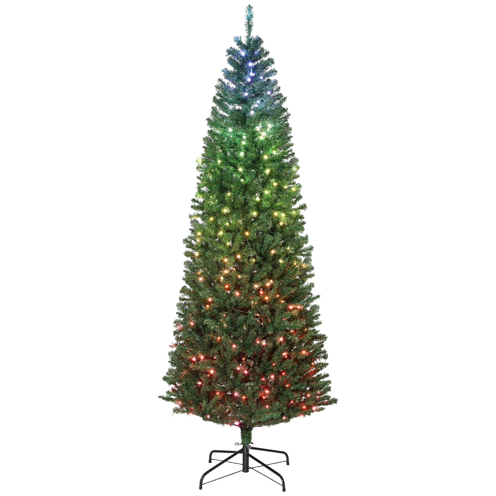 Homcom - Artificial Christmas Tree with Colorful DIY Synchronized Lights, Remote - Green