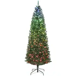 Homcom - Artificial Christmas Tree with Colorful DIY Synchronized Lights, Remote - Green