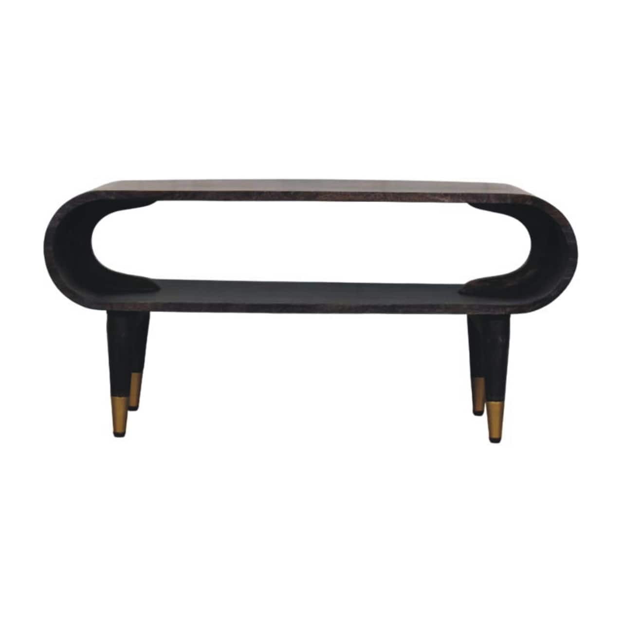 Artisan Furniture - Solid Wood Curved Edge Media with Brass Accents - Brown