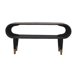 Artisan Furniture - Solid Wood Curved Edge Media with Brass Accents - Brown