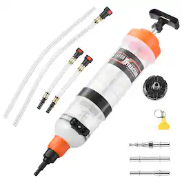 VEVOR - 1500CC Fluid Extractor, Manual Automotive Fluid Pump Extractor, Oil Syringe with Long Hose and Extension Tubes - White + Black
