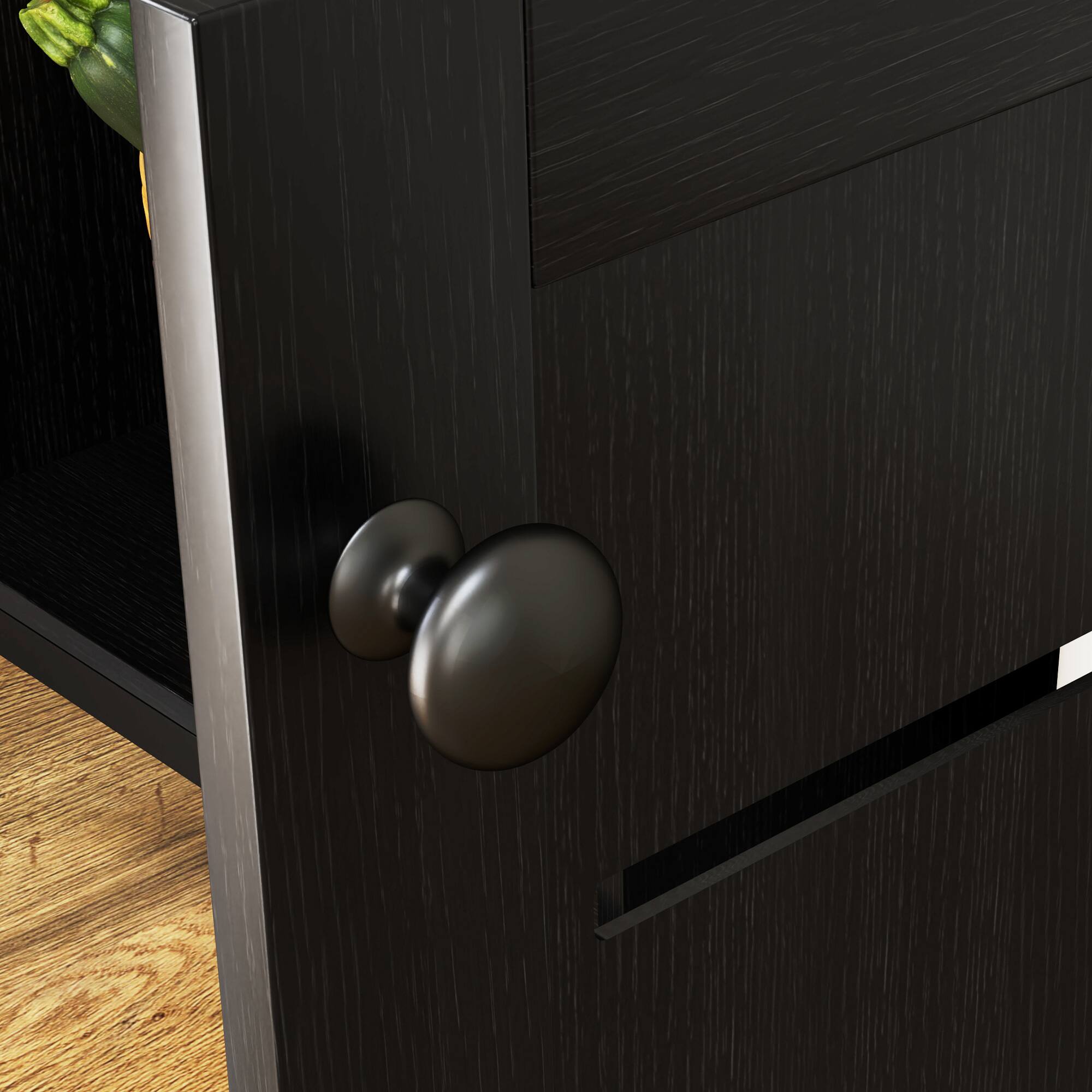 Alt View 8. Homcom - Kitchen Bakers Rack with Power Outlet, Coffee Cabinet with Storage Shelves, Microwave Stand with Louvred Door Cabinets.