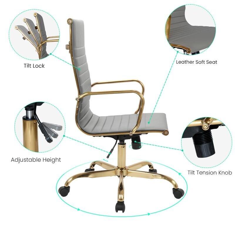 - Tilt Lock
- Leather Soft Seat
- Adjustable Height
- Tilt Tension Knob