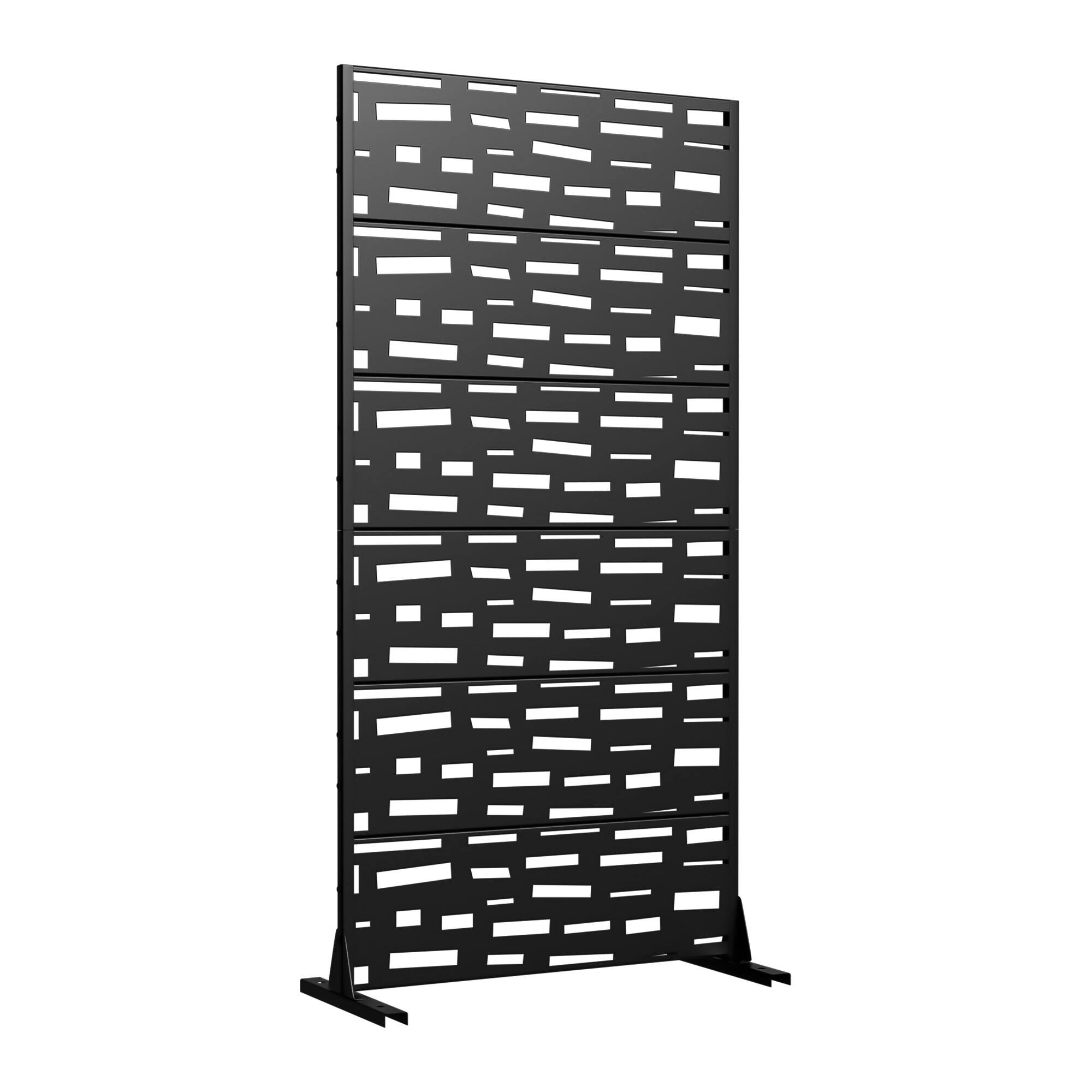 Angle. PexFix - 72 in. x 35 in. Gerald Pattern Metal Outdoor Privacy Screen & Panels, Freestanding Garden Divider Fence - Black.