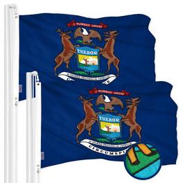 G128 - Michigan State Flag 2-Pack — Embroidered 3x5 ft, 300D Polyester, Brass Grommets - Assorted Colors
