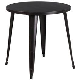 Flash Furniture - Jeffrey Commercial Grade 30" Round Black-Antique Metal Indoor-Outdoor Table - Gold