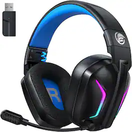 PO3TICJUNKI3 - Wireless Gaming Headset With Microphone For Pc Ps5 Ps4 Headphones Charge 50hr Cool Led Lights Laptop Mobile - Default