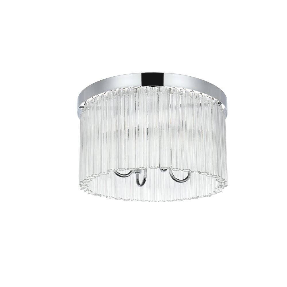 Angle. Elegant Lighting - Harlow 16 Inch Flush Mount Ceiling Light In Chrome - Chrome And Clear.