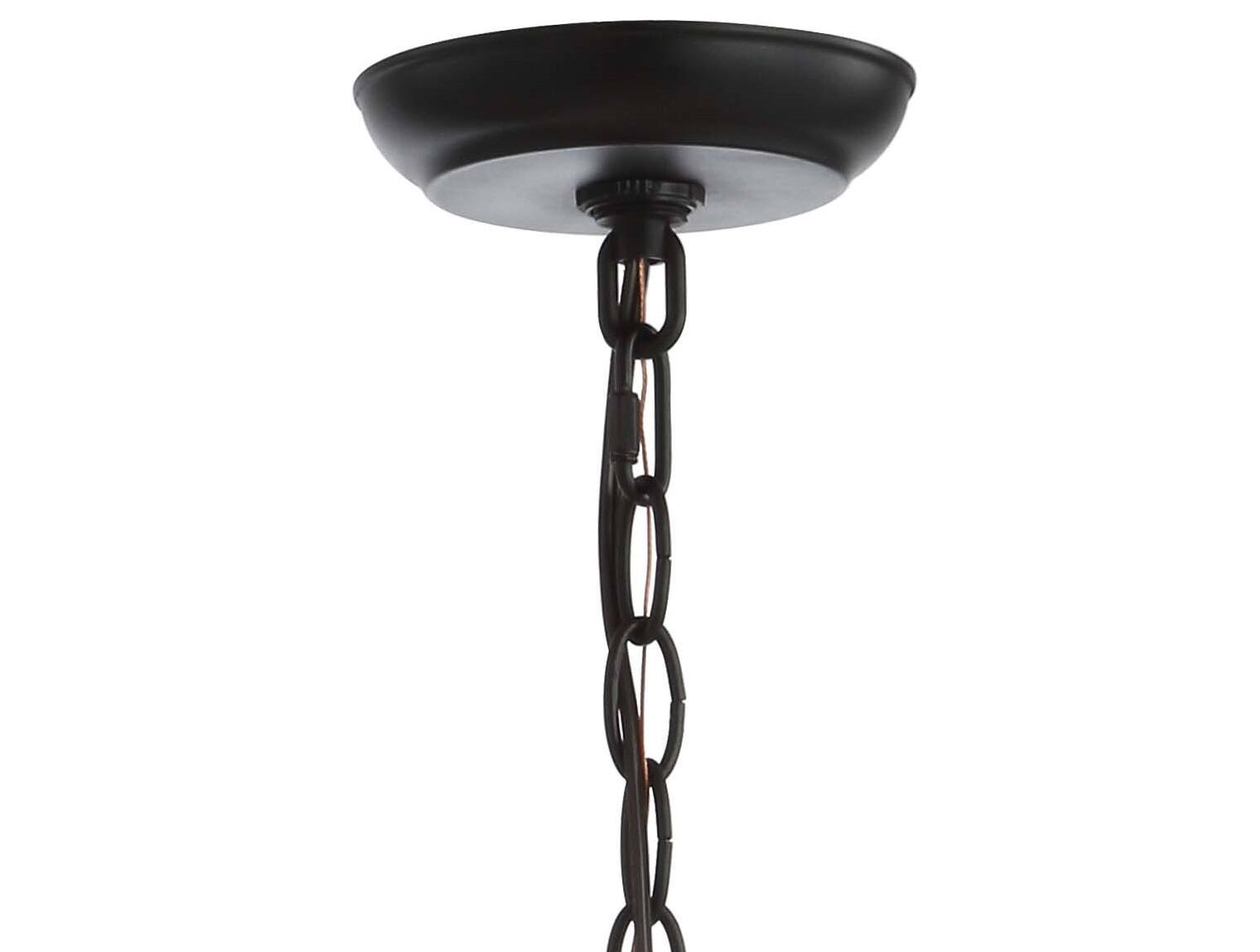 Alt View 4. Jonathan Y - Soka 4-Light 20" Adjustable Globe Metal/Rope LED Pendant, Black/Brown - Black/Brown.