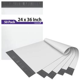 Fosmon - 24" x 36", Large Self-Seal Tear-Proof Polyethylene Mailers - 50 Pack - Silver