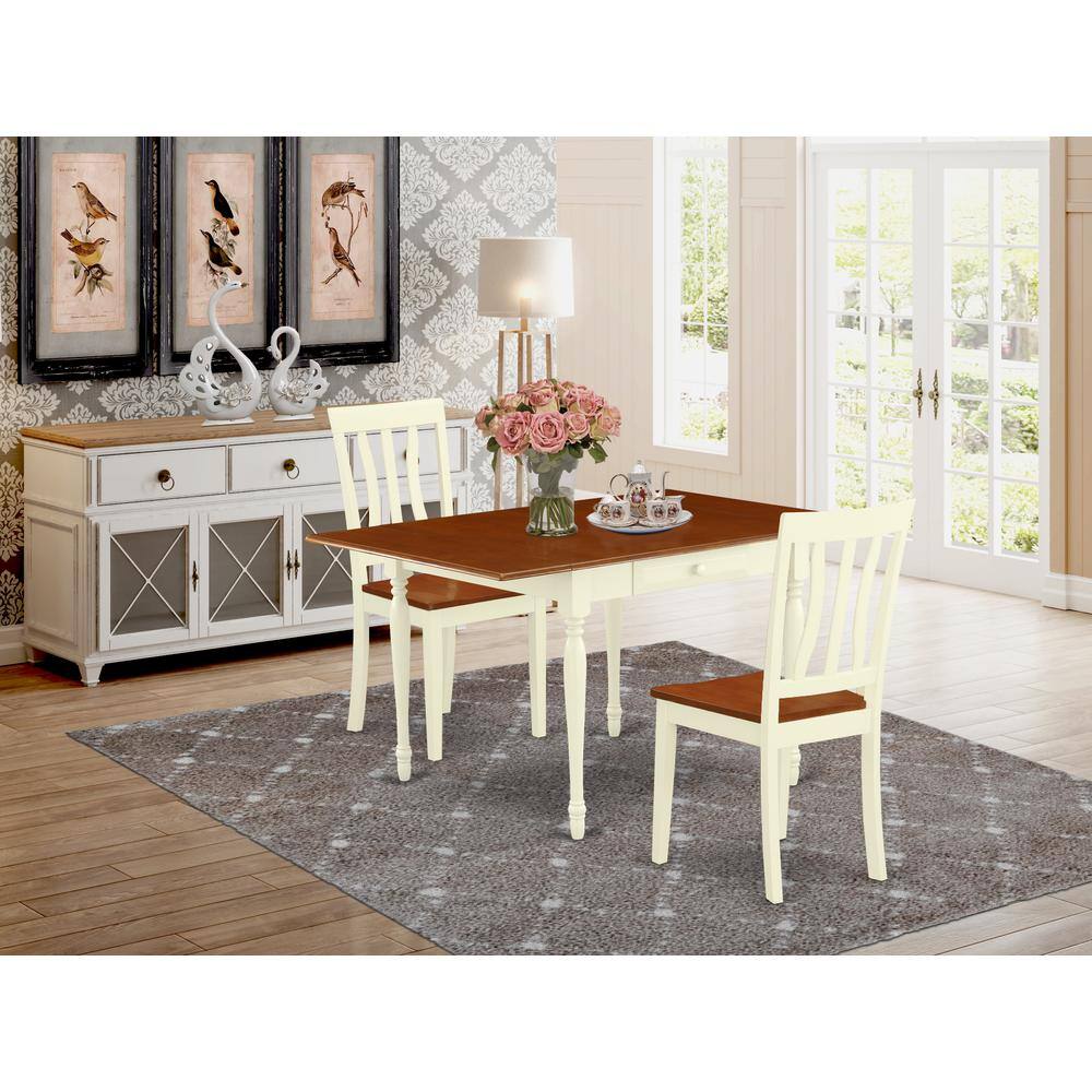 Left. East West Furniture - Dining Room Set Buttermilk & Cherry - Brown.