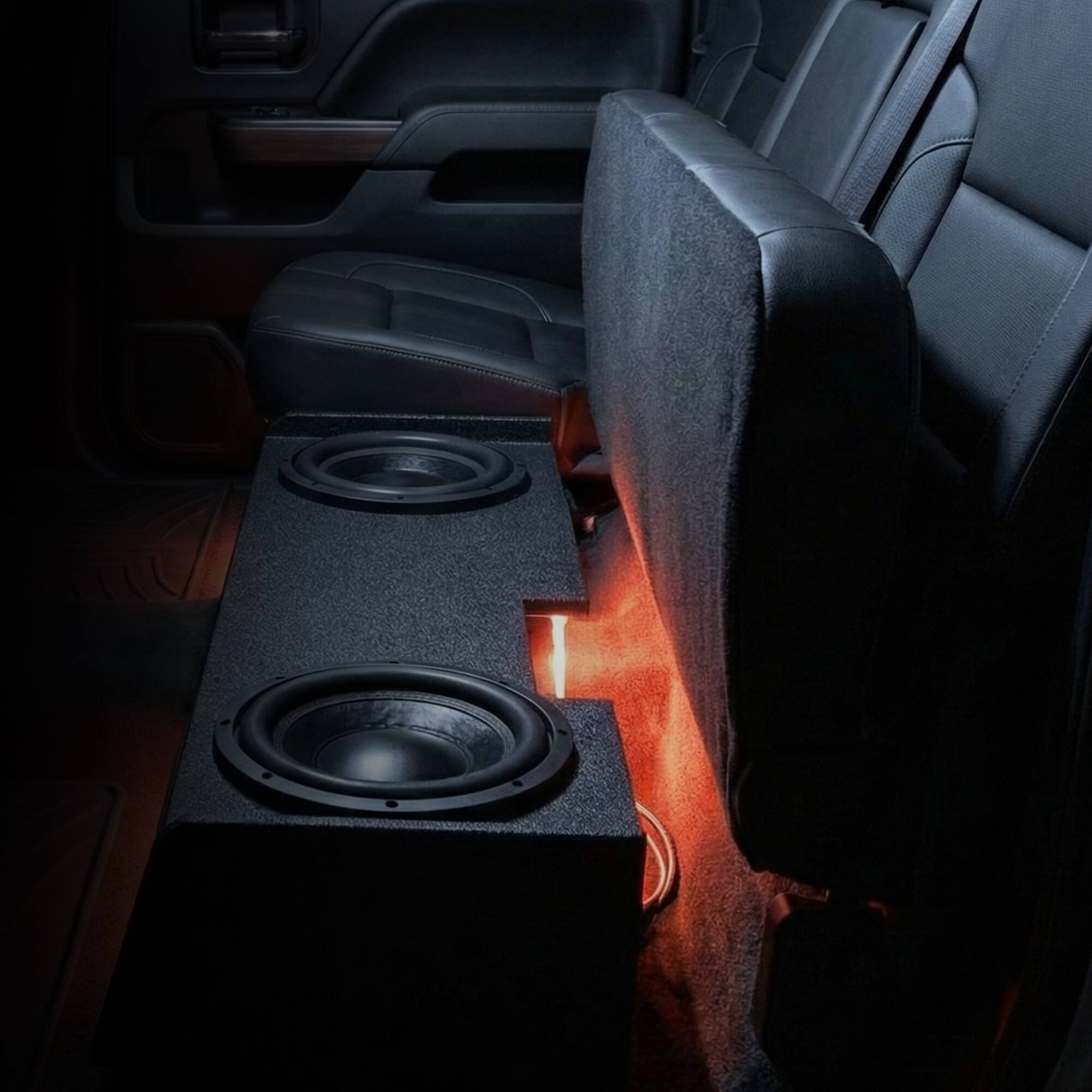 Alt View 7. QPower - QPower Dual 10" Sub Box - Chevy Silverado & GMC Sierra Crew & Double Cab 19-26 - Black.