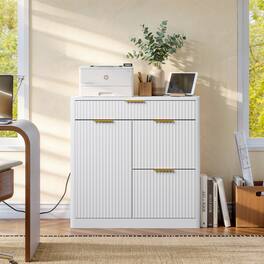 Anysun - Freestanding Office File Cabinet with Built-in Charging Station, Large Drawers, Doors & Adjustable Shelves for Home