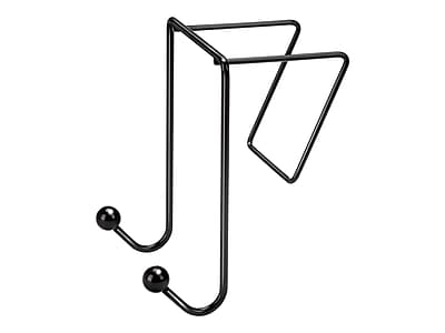 Front. Fellowes - Wire Partition Additions Metal Double Coat Hook, Black - Black.