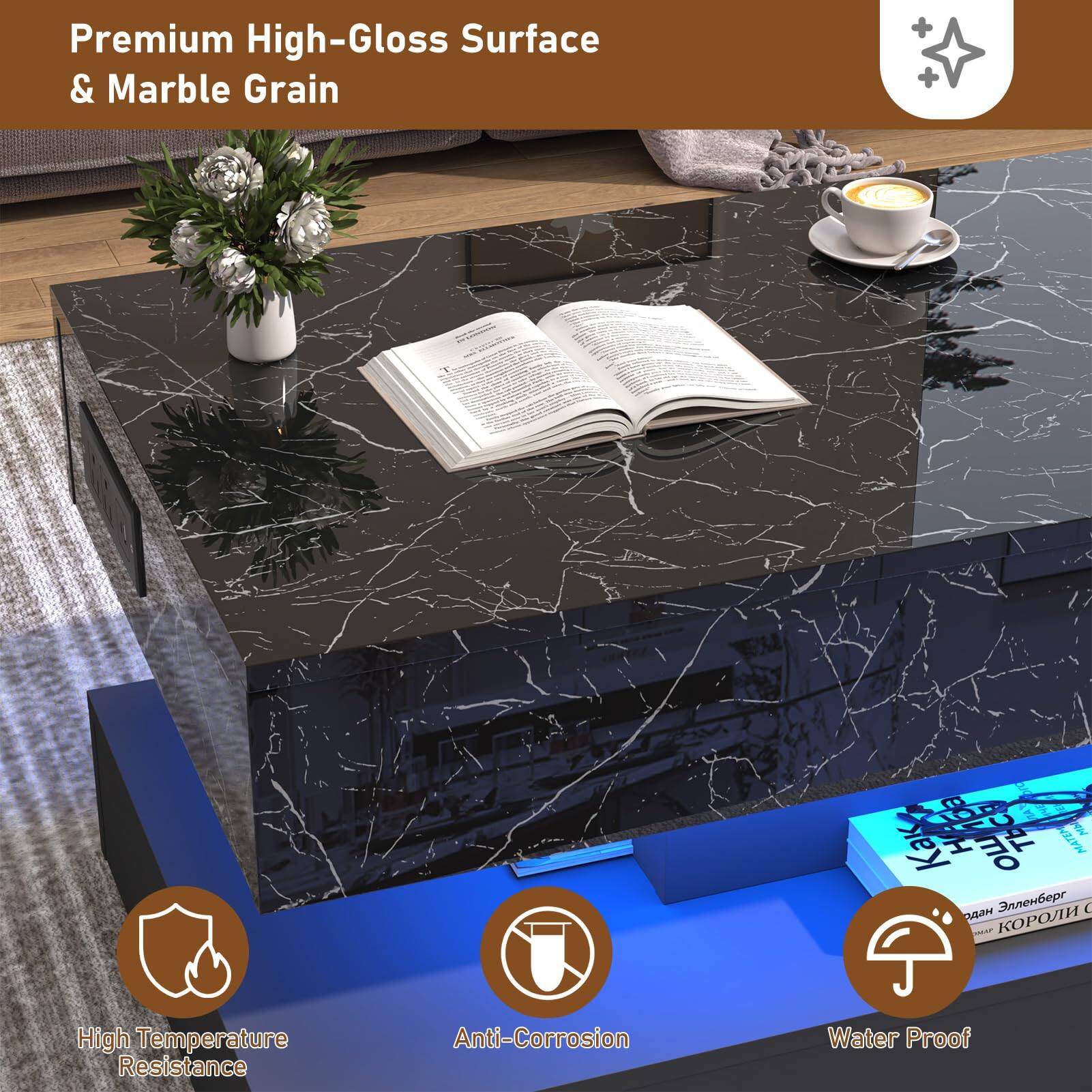 Premium High-Gloss Surface & Marble Grain

High Temperature Resistance
Anti-Corrosion
Water Proof