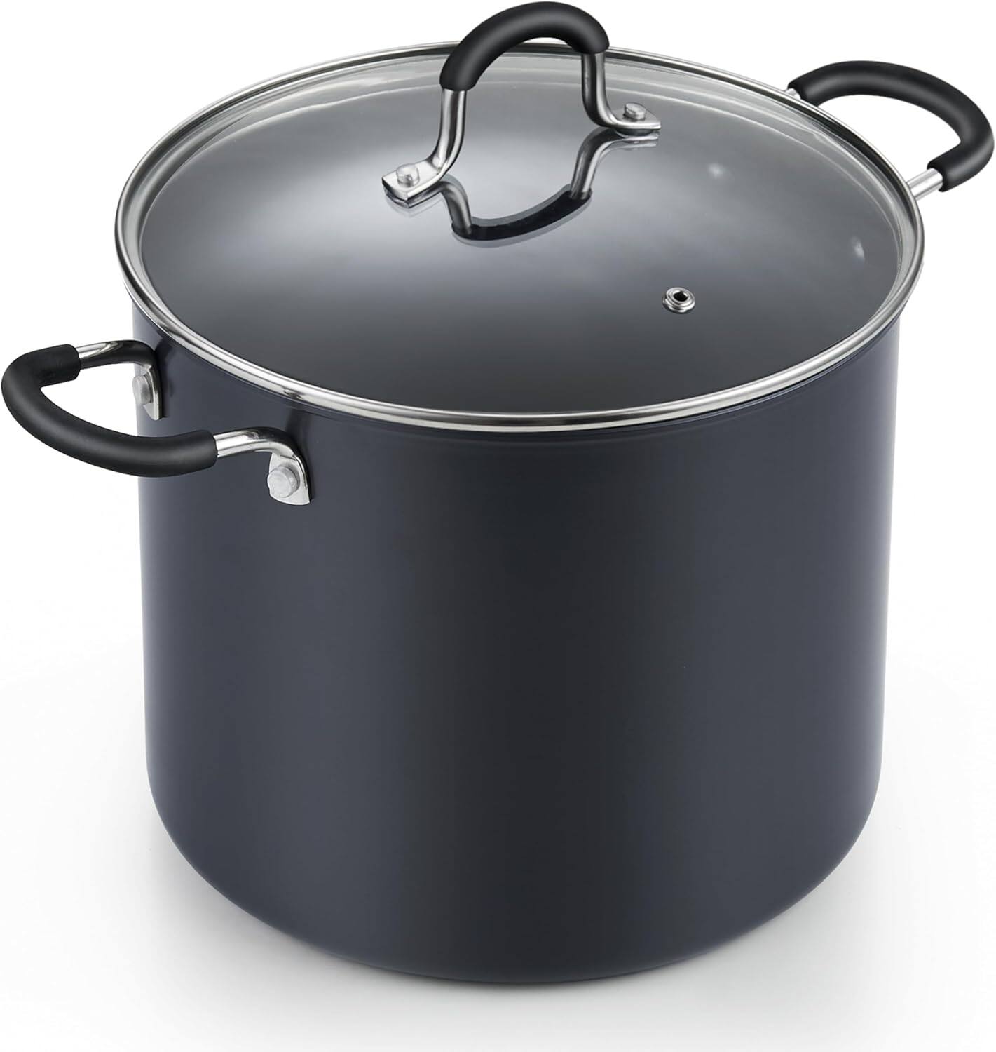 Front. Cooks Standard - 10qt Hard Anodized NonStick Stock Pot with Lid, with Stay-Cool Handles Large Pots for Cooking  Oven Safe Black - black.