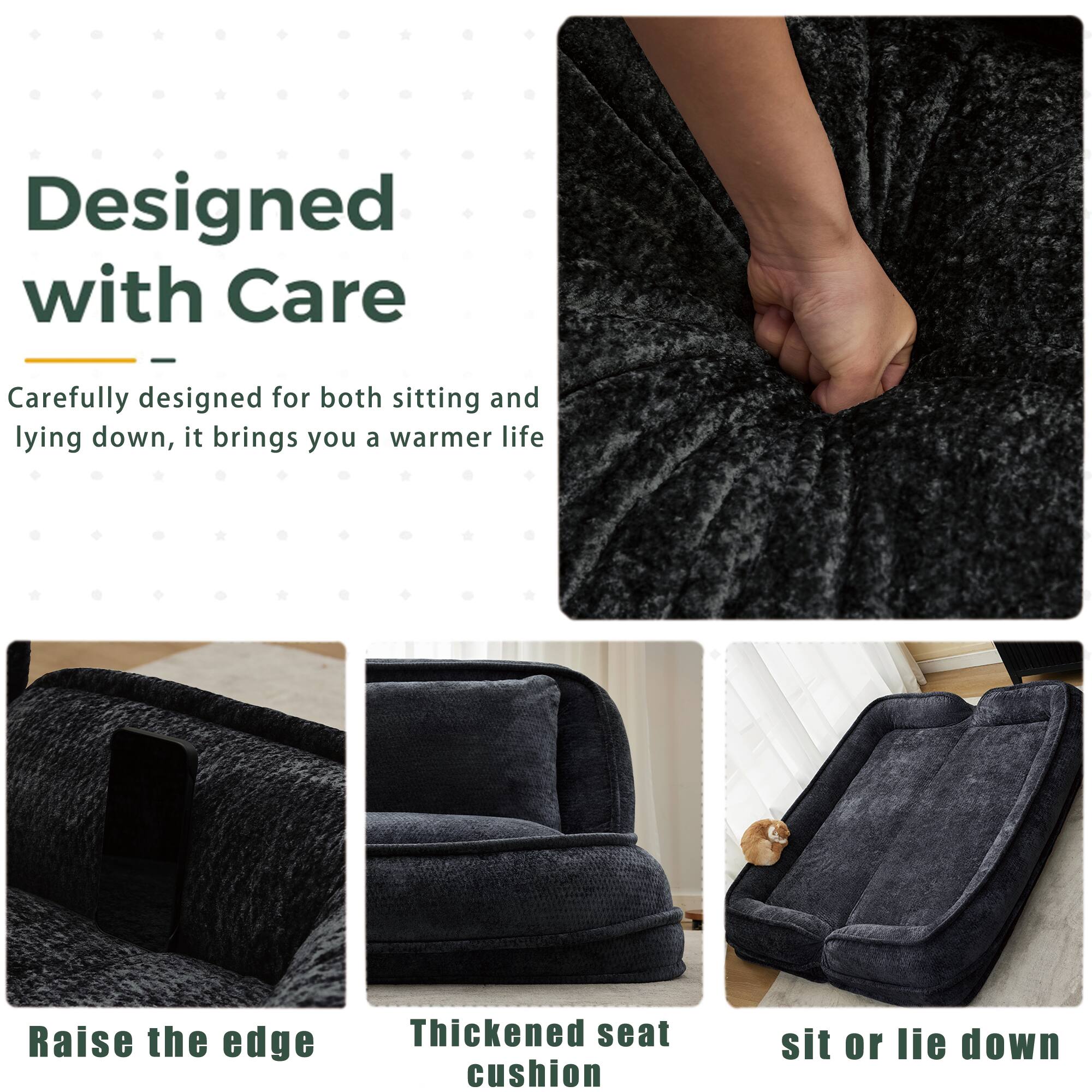 Designed with Care  
Carefully designed for both sitting and lying down, it brings you a warmer life  

Raise the edge  
Thickened seat cushion  
sit or lie down