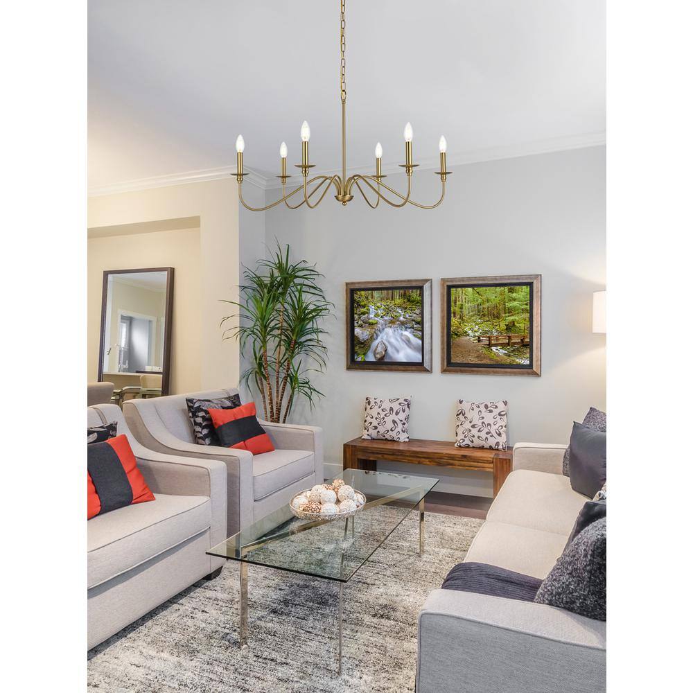 Alt View 1. Living District - Rohan 36 inch chandelier in Satin Gold - Satin Gold.