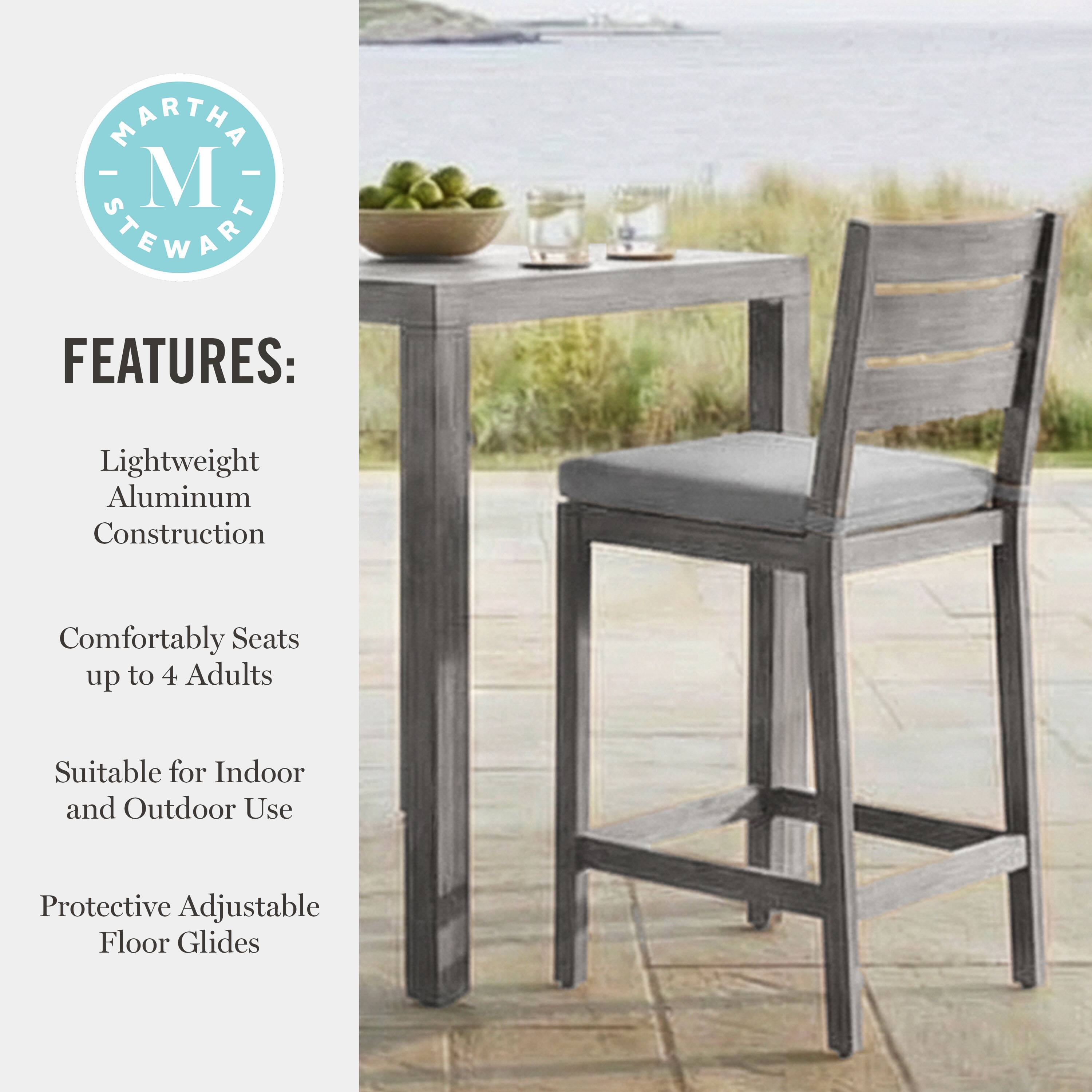 MARTHA - M STEWART FEATURES: Lightweight Aluminum Construction Comfortably Seats up to 4 Adults Suitable for Indoor and Outdoor Use Protective Adjustable Floor Glides