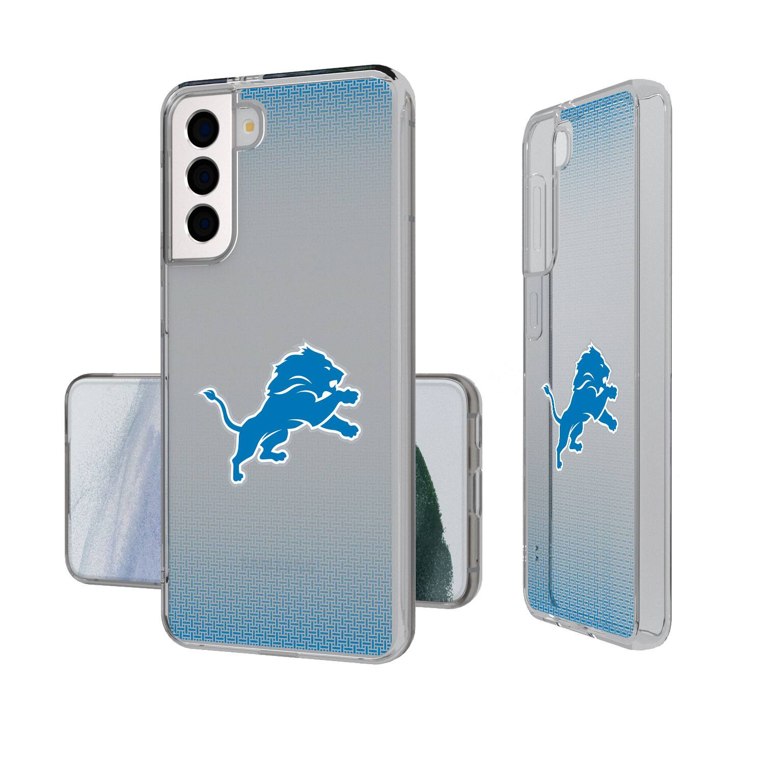 Front. Keyscaper - Detroit Lions Linen Logo Galaxy Clear Case - S24 - Multicolor.