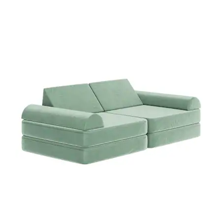Front. Flash Furniture - Marlowe 56" Modular Kids Play Couch with 6 Soft Foam Sectional Sofa Pieces in Sage - Green.