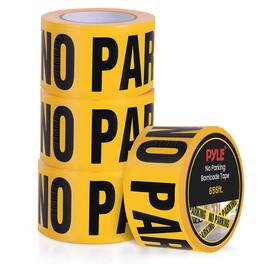 Pyle - 4 Pieces Safety No Parking Barricade Tape Set - 200 Meters Long Tape Roll - Yellow