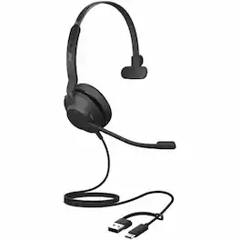 Jabra - Evolve2 30 SE Headset - Mono - USB Type C, USB Type A - Wired - 20 Hz to 20 kHz - On-ear, Over-the-head - Monaural - Black