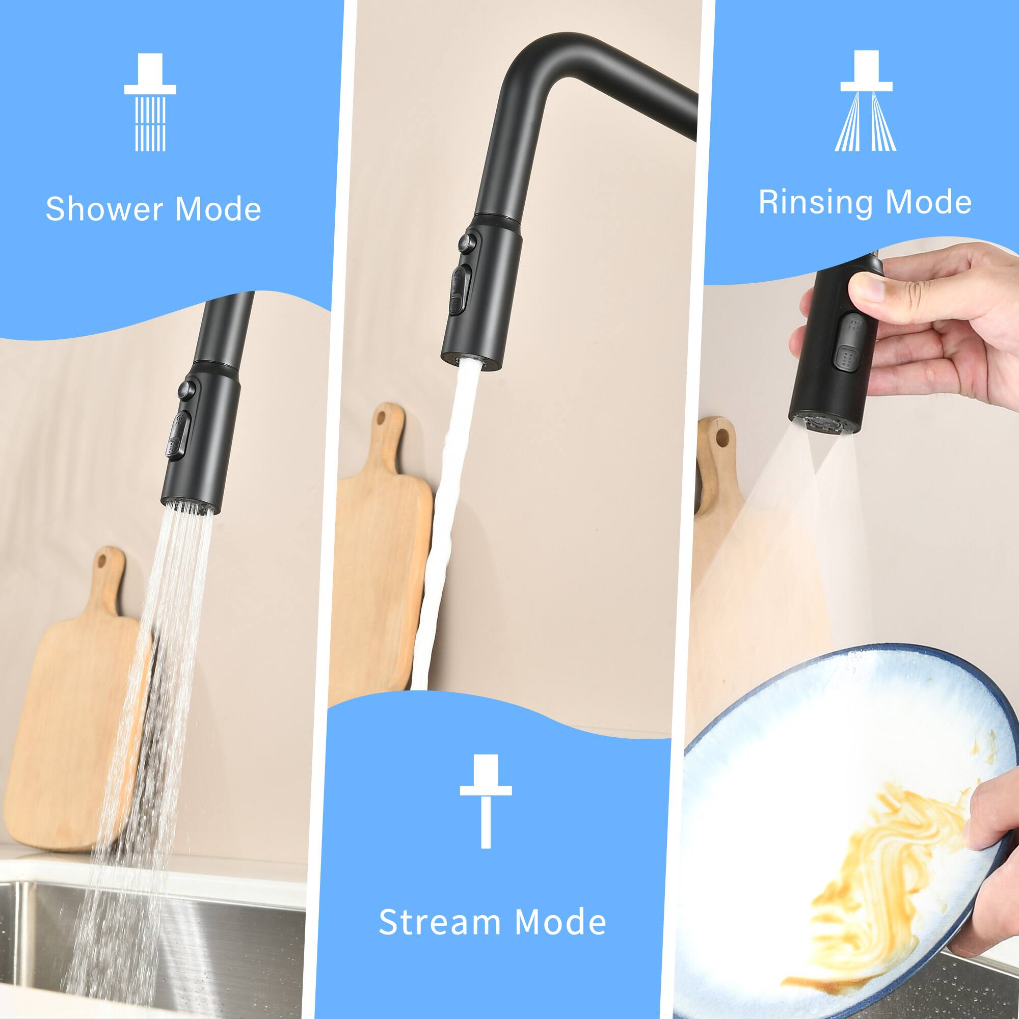 Shower Mode  
Rinsing Mode  
Stream Mode