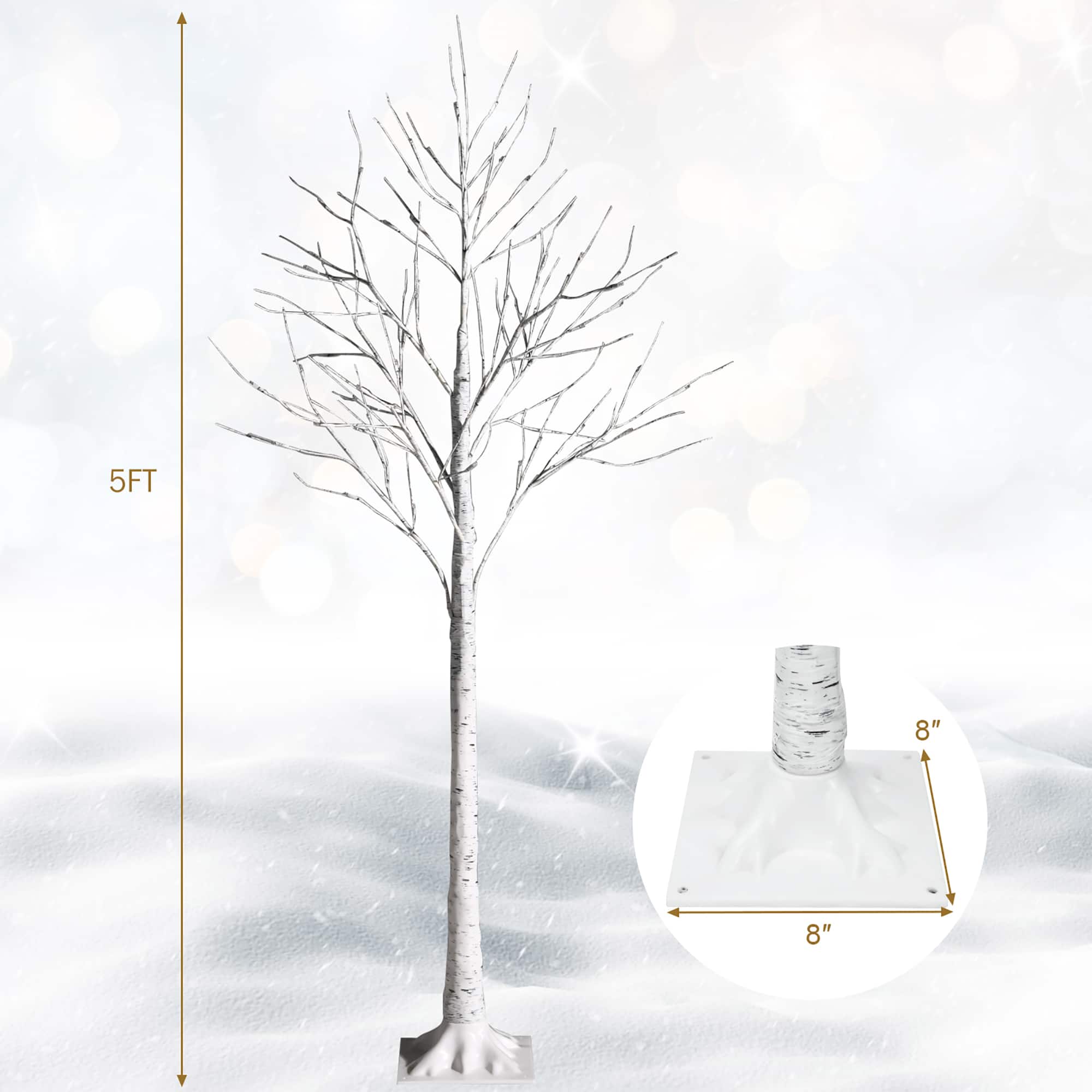 Alt View 2. Costway - 5ft Pre-lit Twig Birch Tree for Christmas Holiday with 72 LED Lights - White.