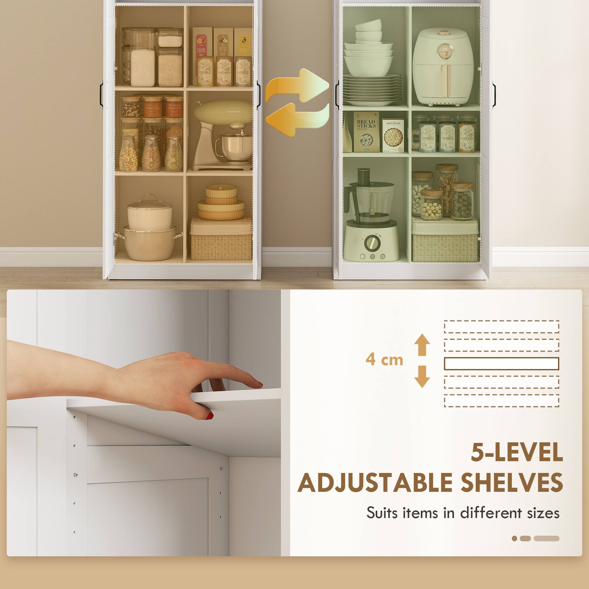 A MEISEI Nit HAX 4 cm 5-LEVEL ADJUSTABLE SHELVES  
Suits items in different sizes