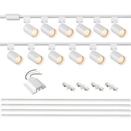 Dazzed Corner - 12-Light 13FT H LED Track Kit, White H-Rail with Floating Canopy,No Bulbs - Black