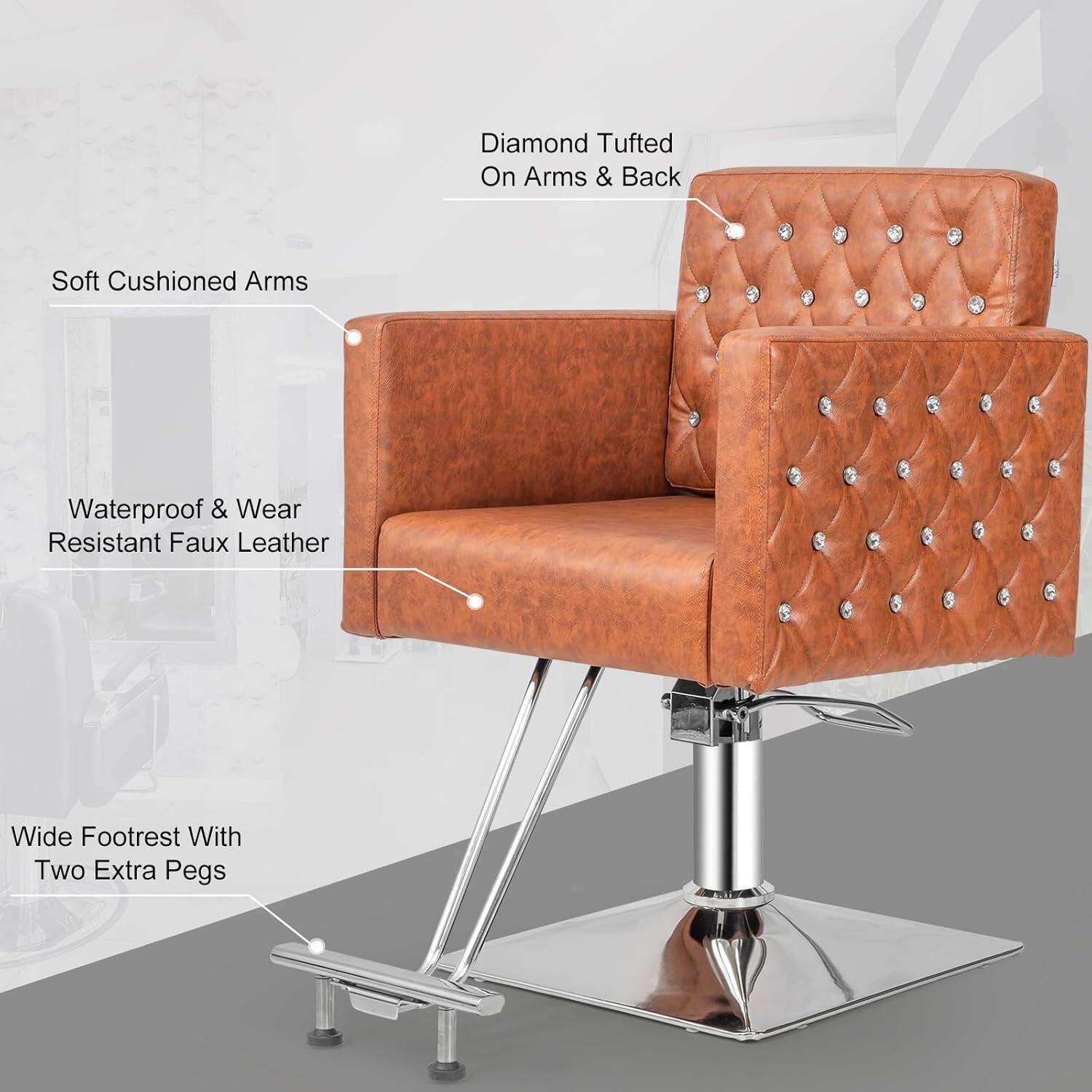 - Diamond Tufted On Arms & Back
- Soft Cushioned Arms
- Waterproof & Wear Resistant Faux Leather
- Wide Footrest With Two Extra Pegs
