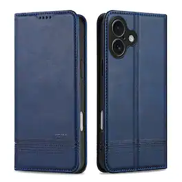 Dteck - PU Leather Flip Wallet Case for Apple iPhone 17,Magnetic Closure Card Slots Kickstand Cover,Shock-Absorbing TPU Cover - Blue