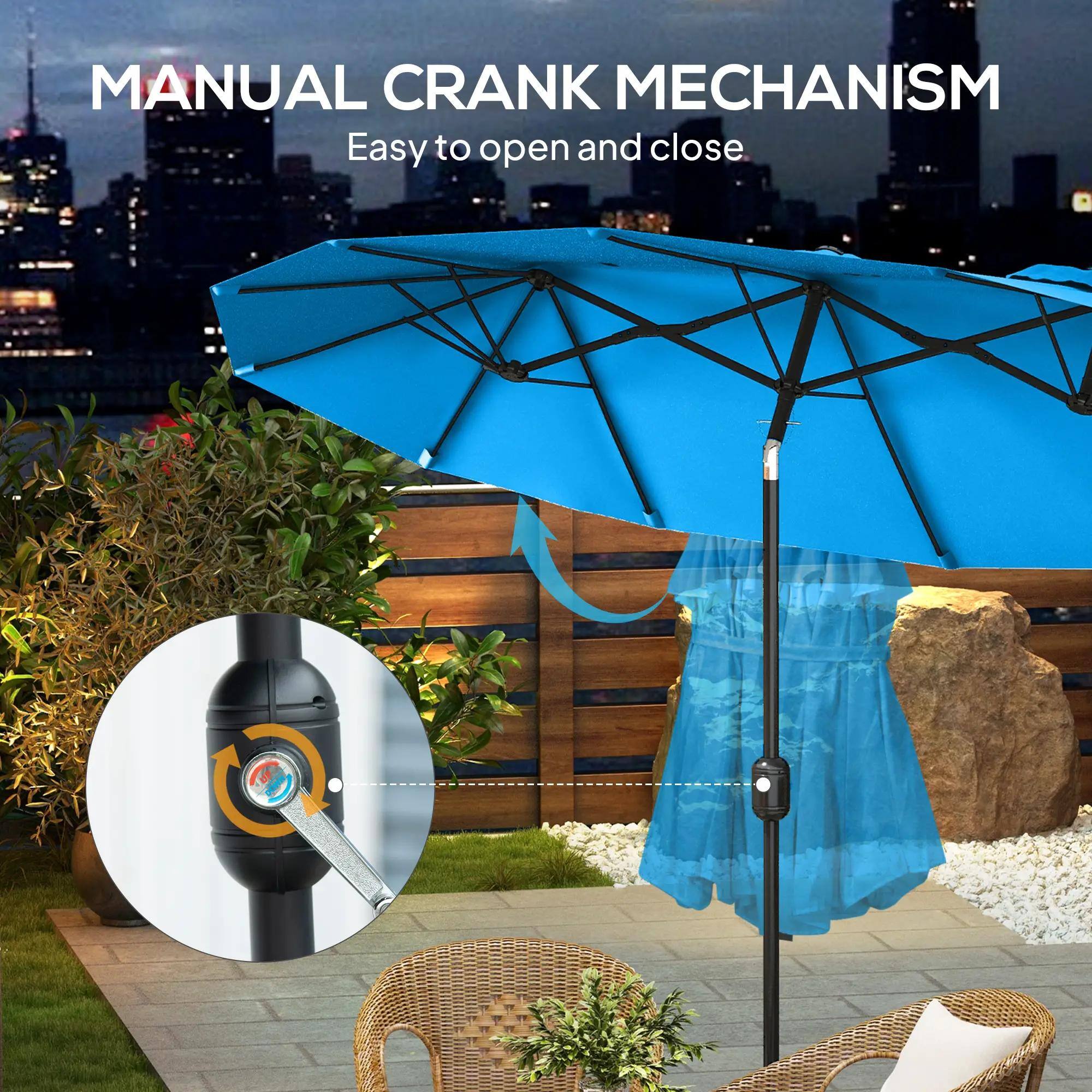 MANUAL CRANK MECHANISM  
Easy to open and close