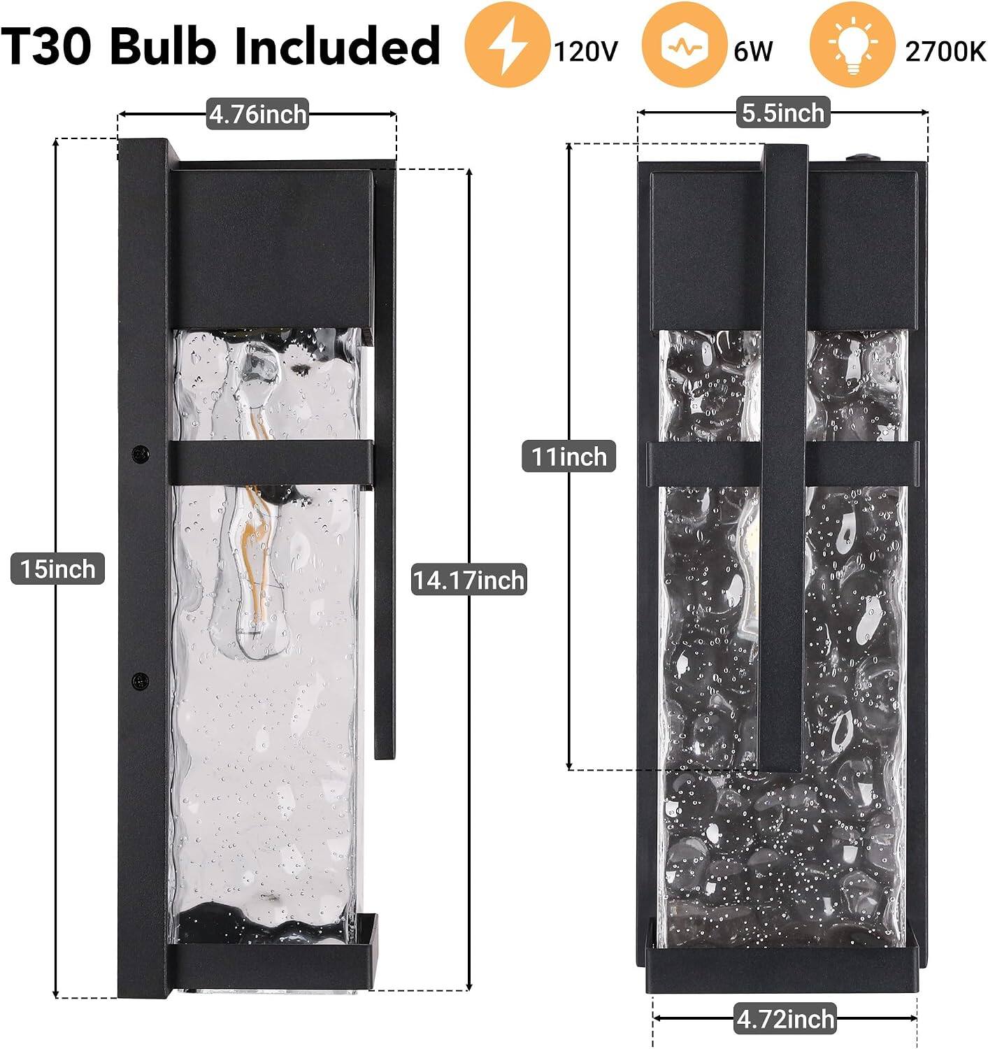 T30 Bulb Included  
120V  
6W  
2700K  
4.76 inch  
5.5 inch  
11 inch  
15 inch  
14.17 inch  
4.72 inch